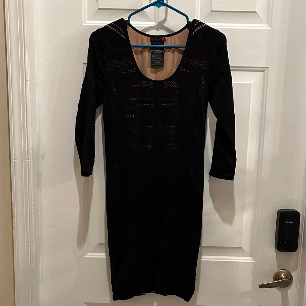 G by Guess Elegant Black Long Sleeve Dress